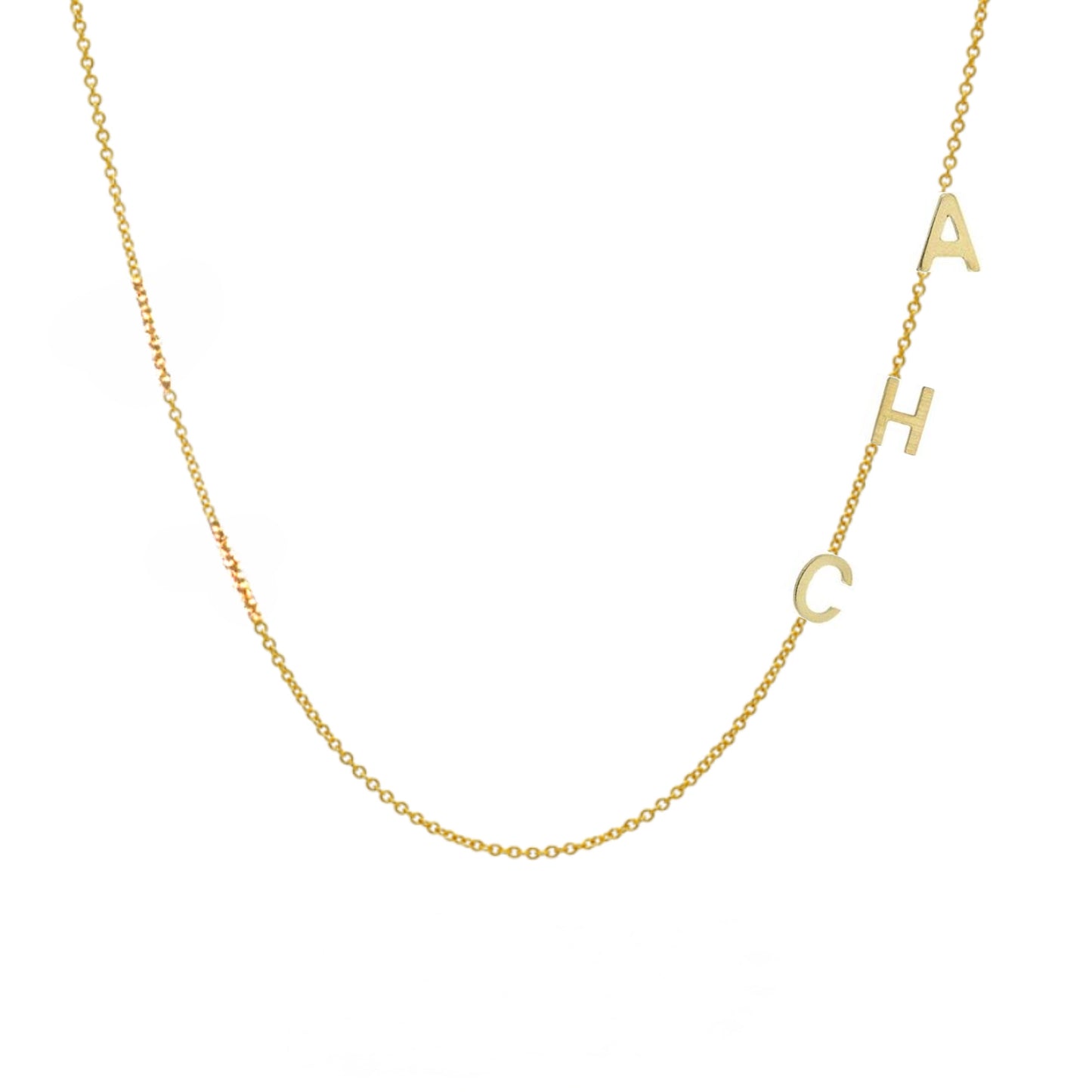 14K TINY Sideways Initial Necklace