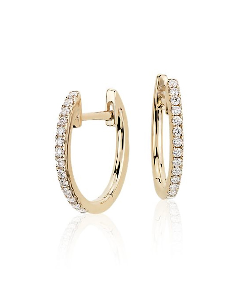 14k Diamond Huggies