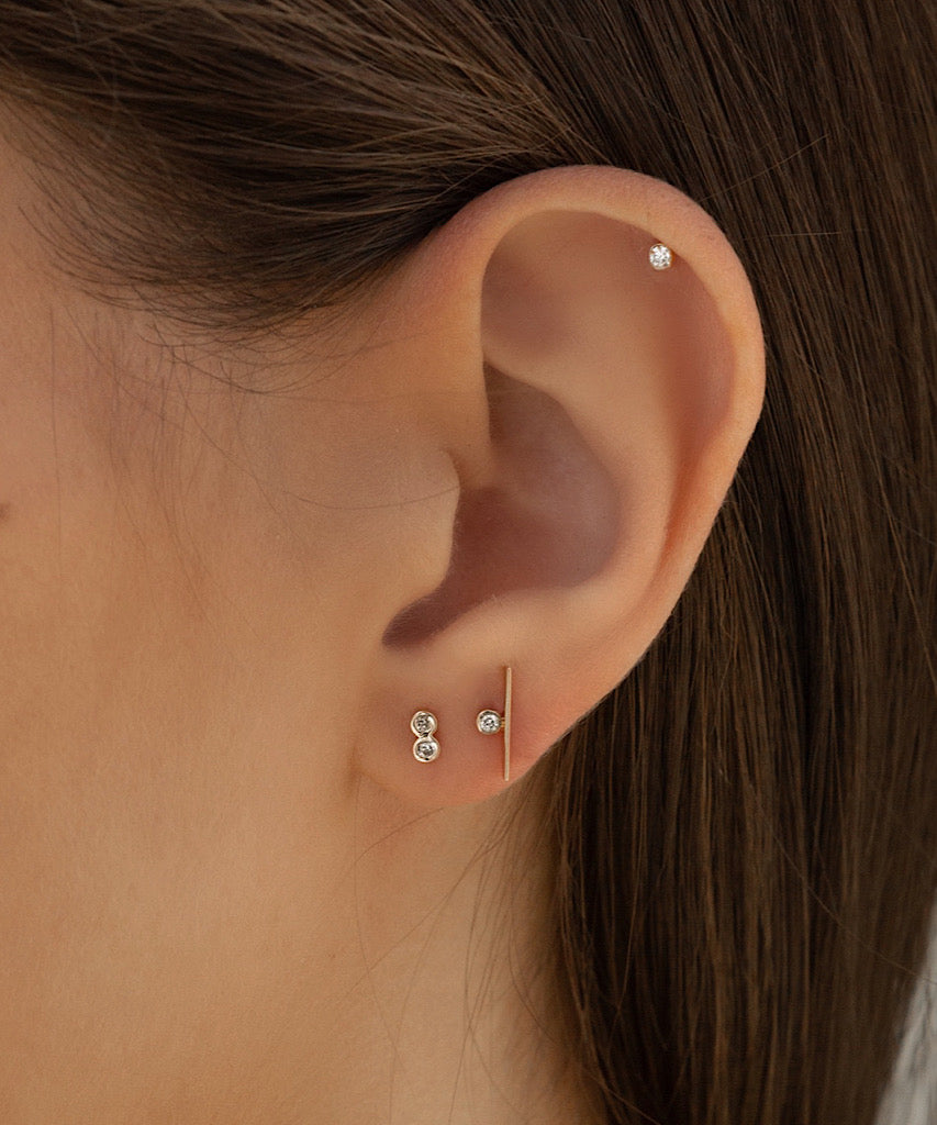 14K Diamond Line Stud