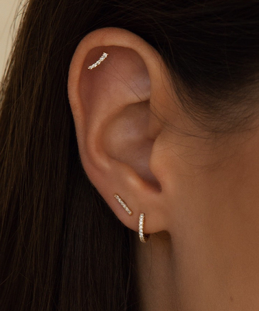 14K Diamond Bar Studs