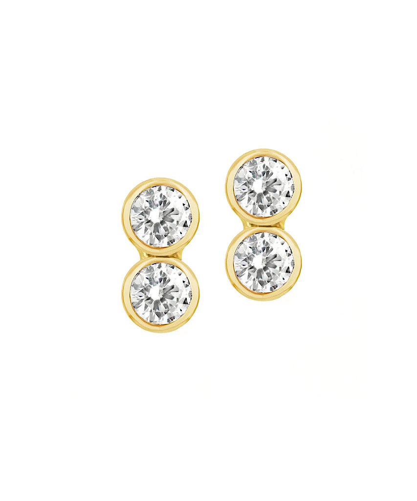 14K Double Diamond Stud