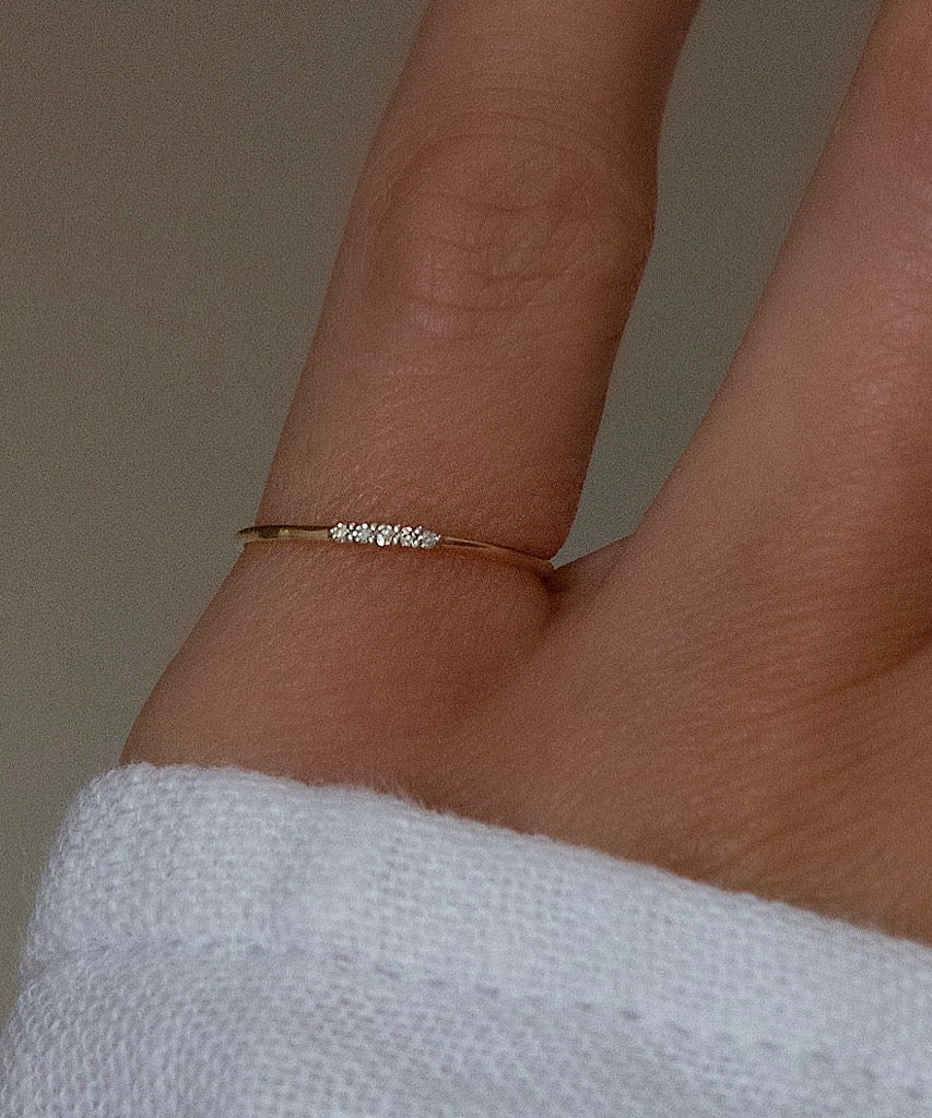 14K Diamond Tiny Pinky Ring