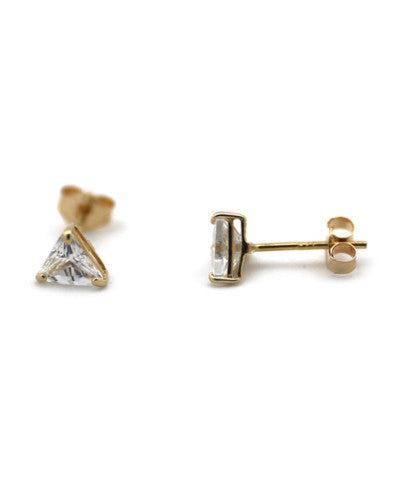 14k gold store triangle stud earrings