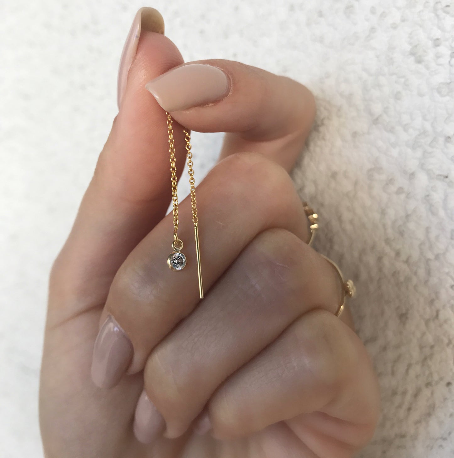 14K Gold Crystal Threader