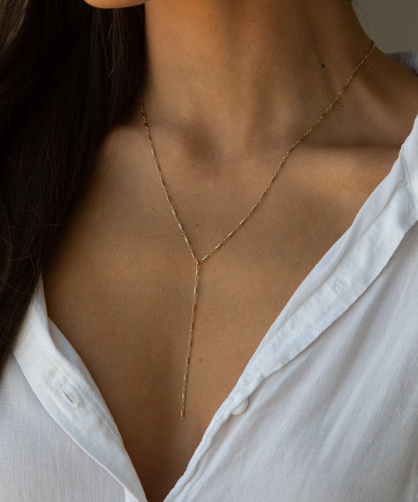 Dainty Bar Lariat Necklace