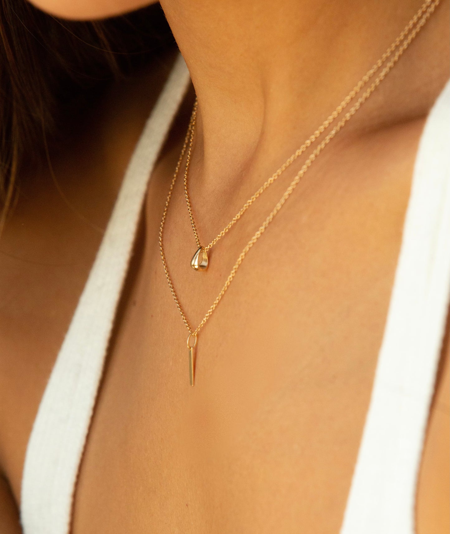 Micro 14k Gold Teardrop Necklace