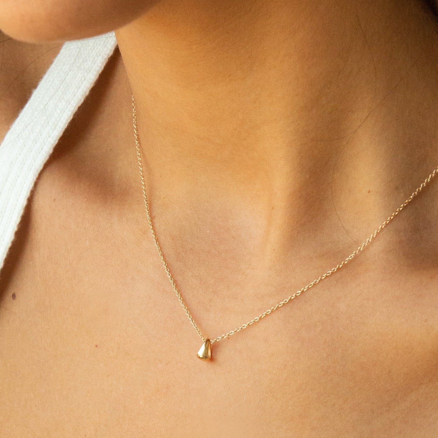 Micro 14k Gold Teardrop Necklace