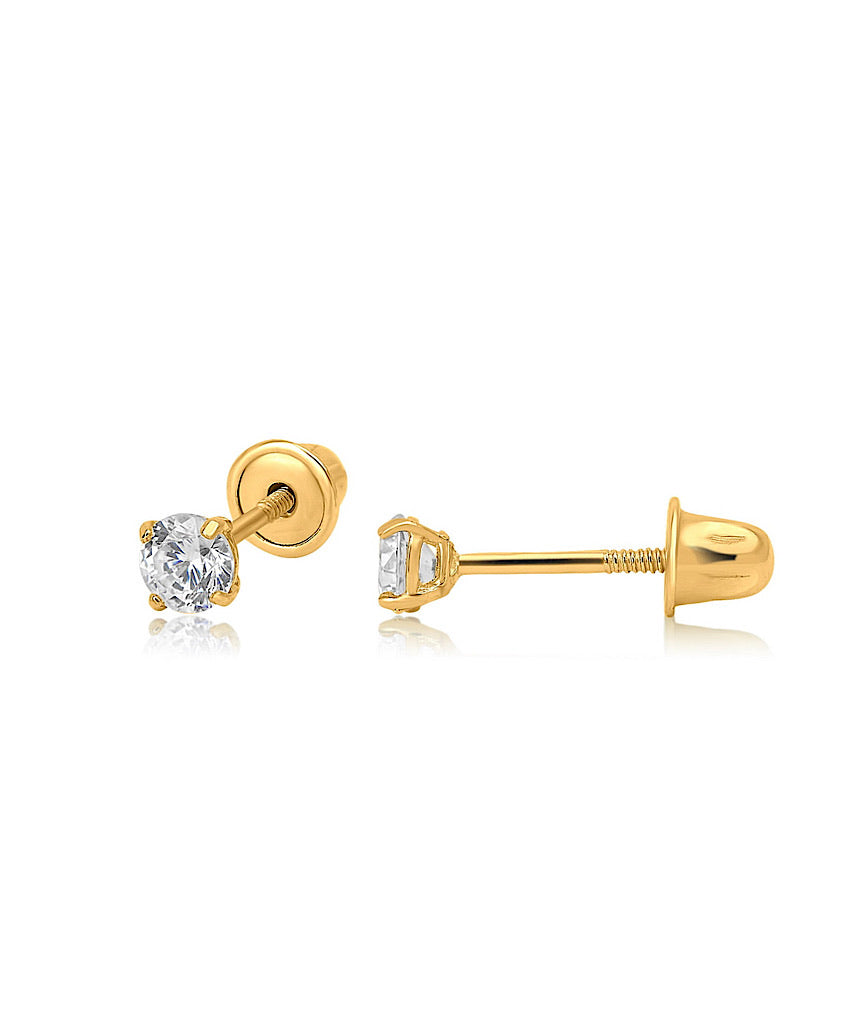 Yellow gold diamond studs screw back Clearance