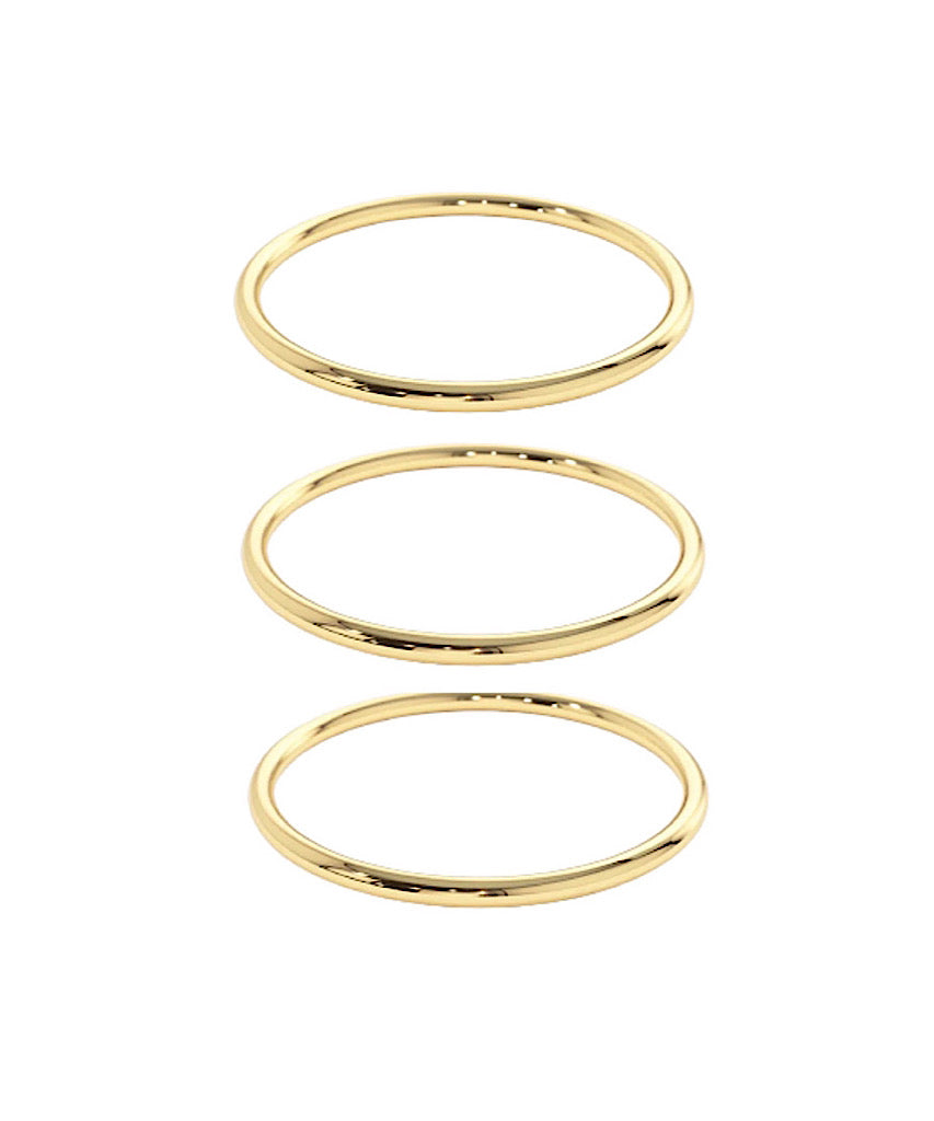 Rose Gold Plated Sterling Silver Triple Stacking Bangle - Plain, 925