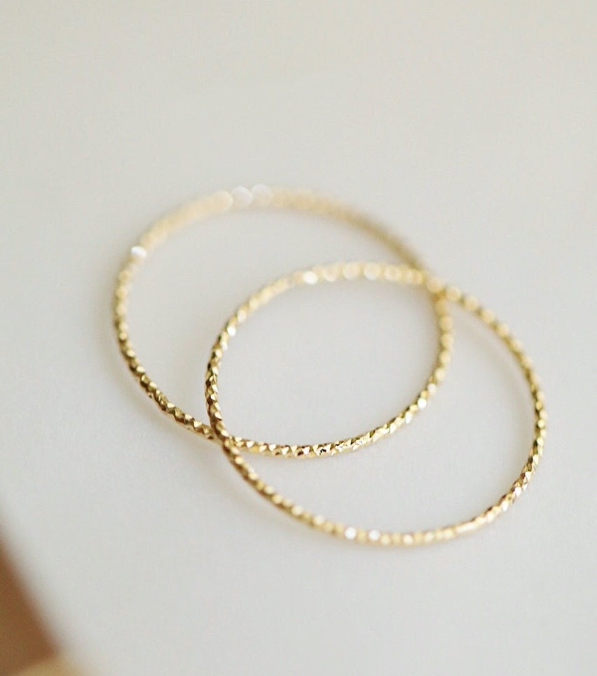 Tiny Solid 14k Gold Sparkle Band