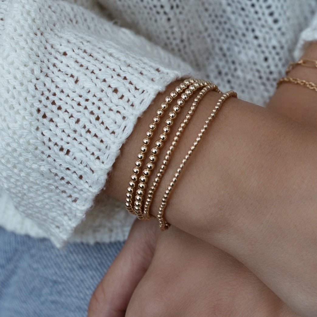 14K Gold Filled Beaded Stretch Bracelet