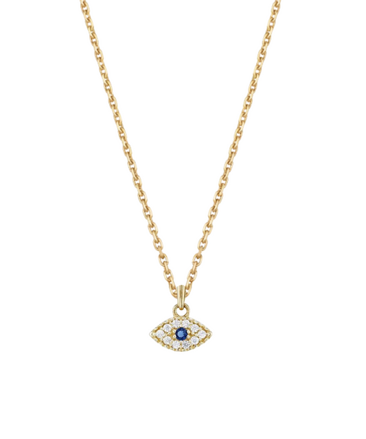 14K Sapphire Evil Eye Necklace