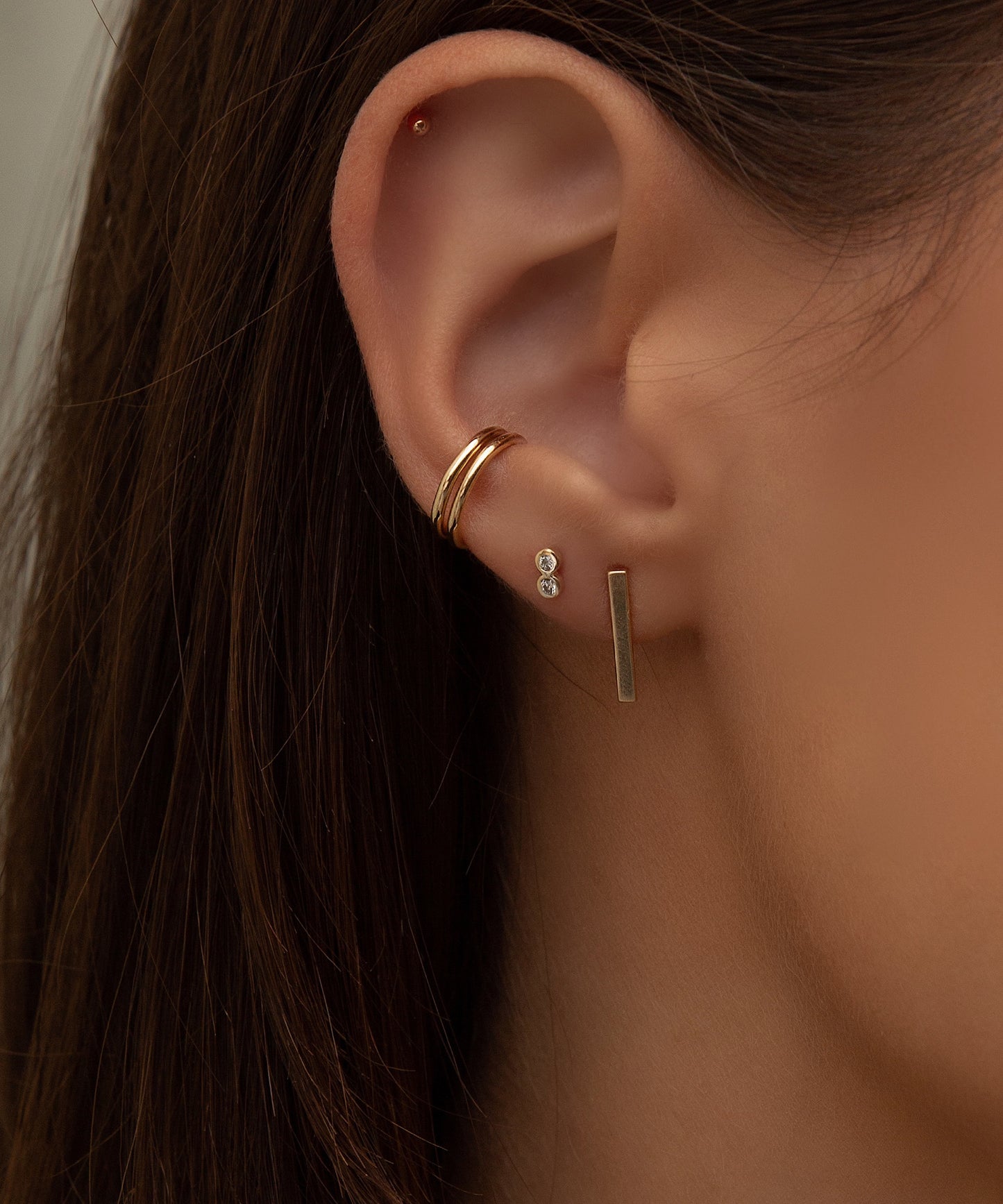 14K Double Diamond Stud