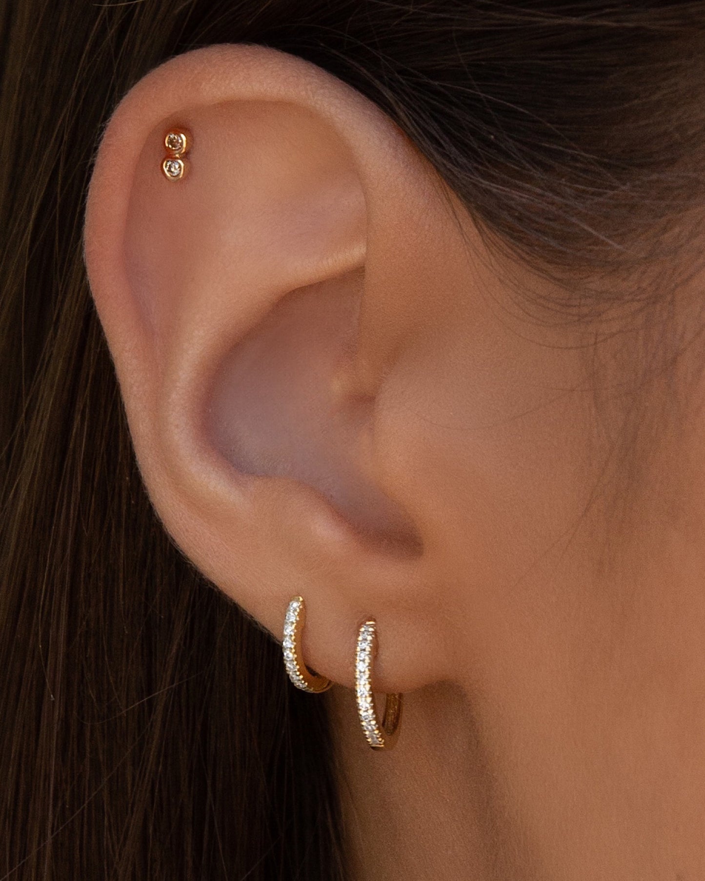 14K Double Diamond Stud