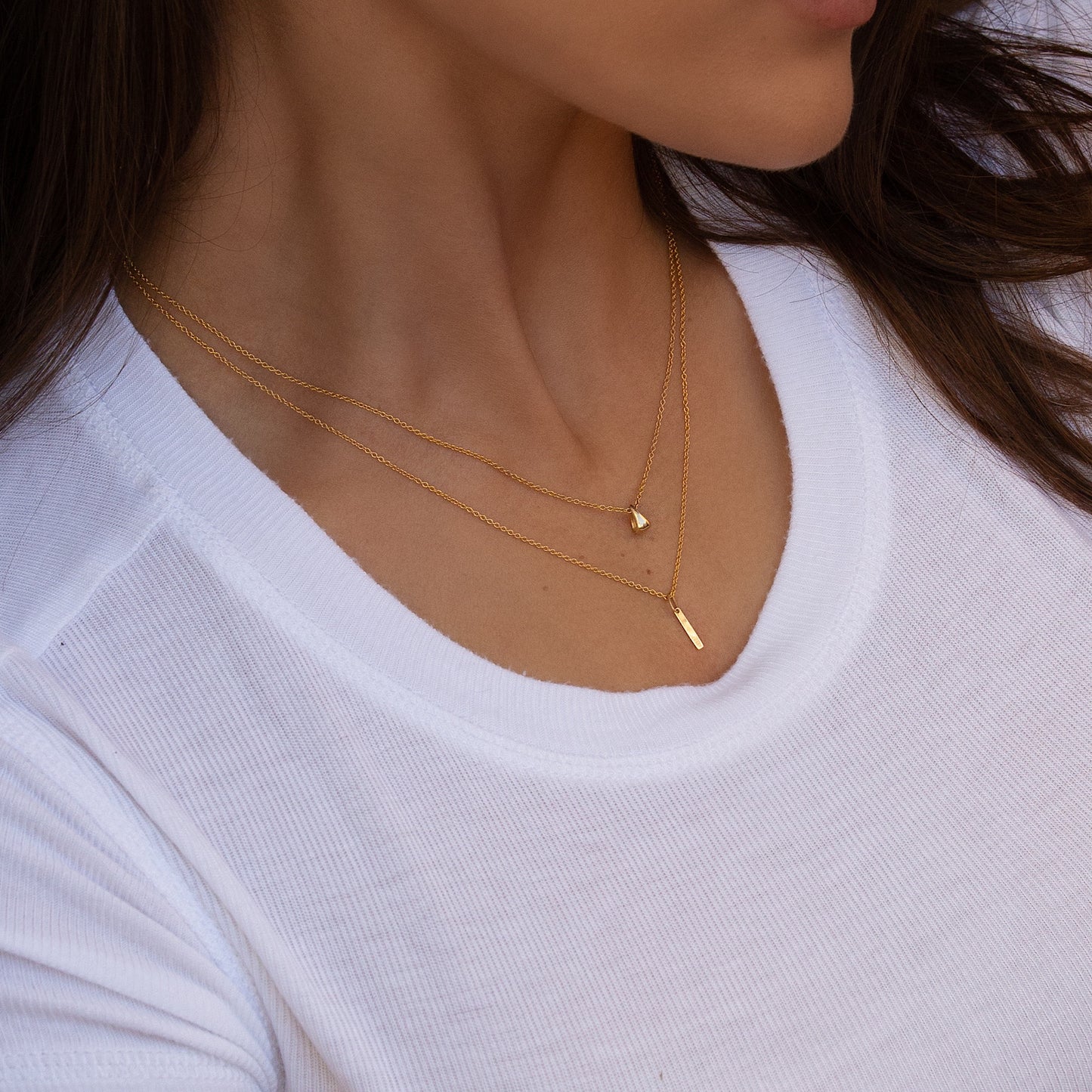 Micro 14k Gold Teardrop Necklace