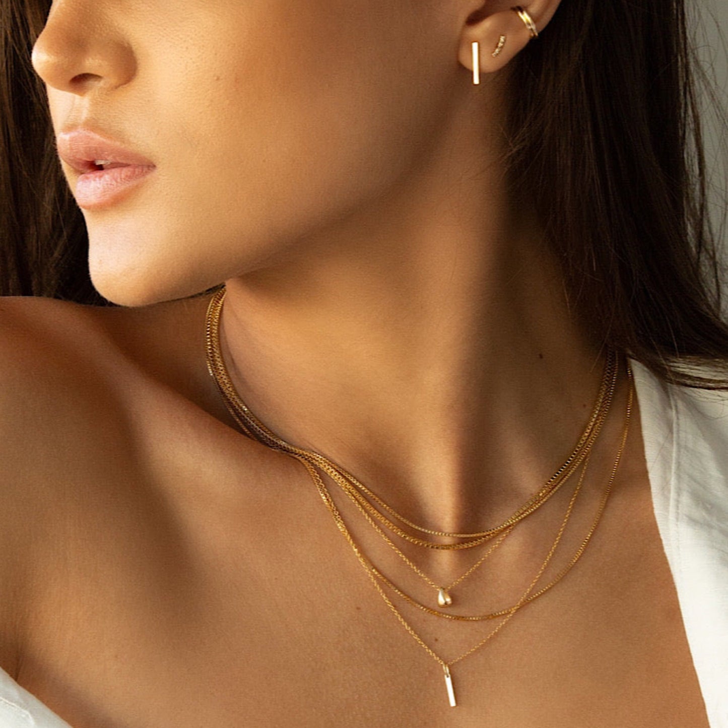 Micro 14k Gold Bar Necklace