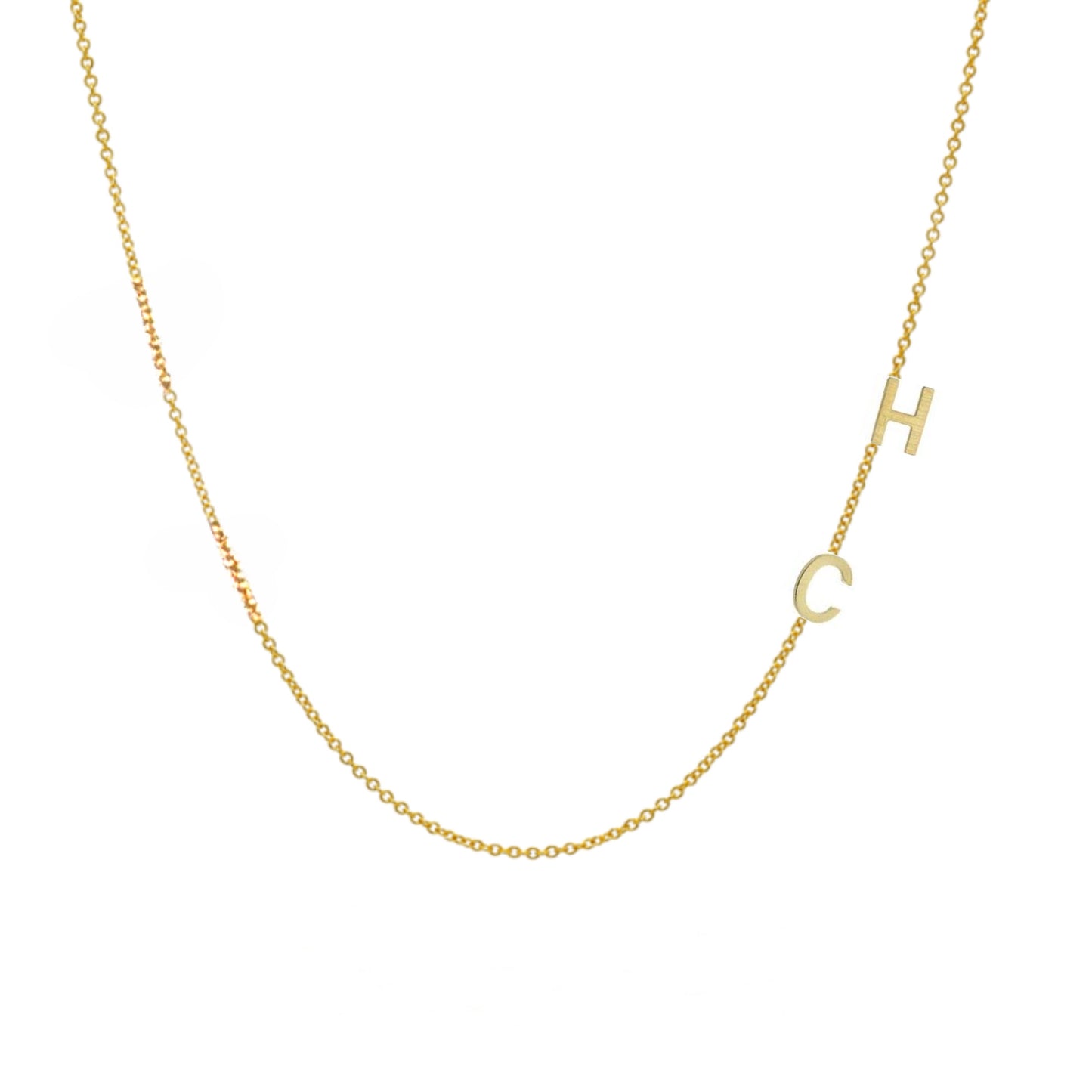 14K TINY Sideways Initial Necklace