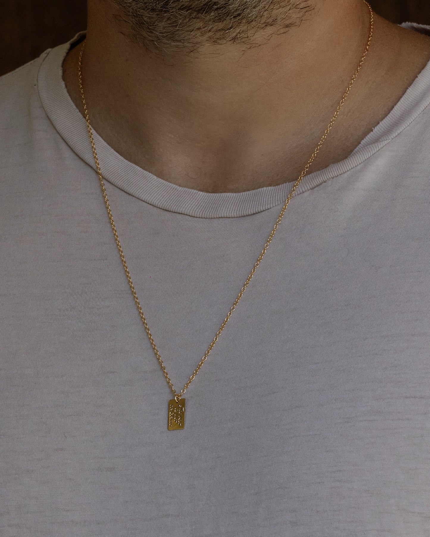 Mens Engraved Bar Necklace