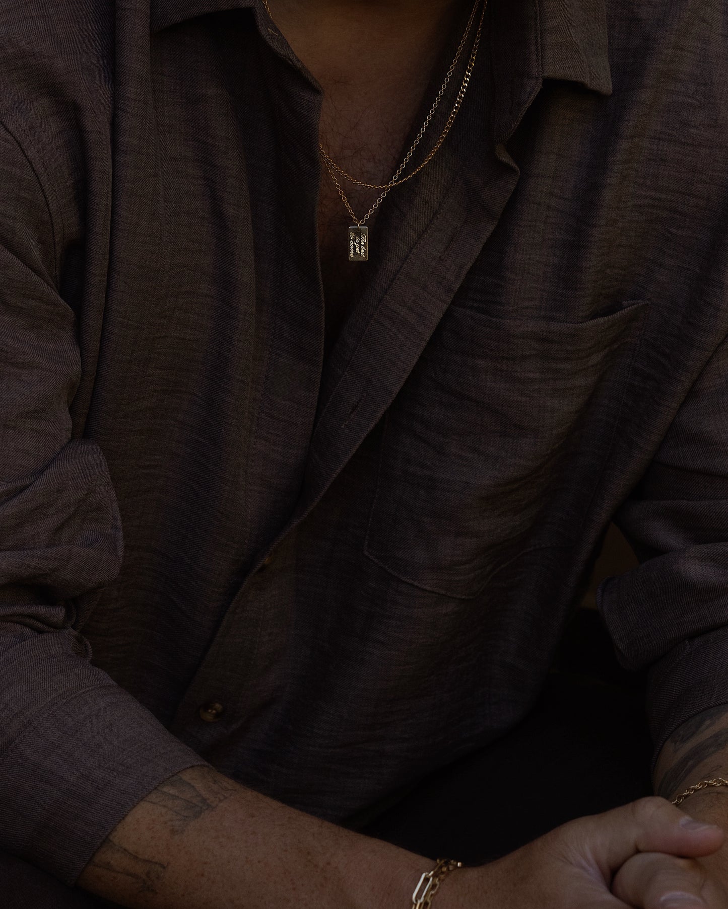 Mens Engraved Bar Necklace