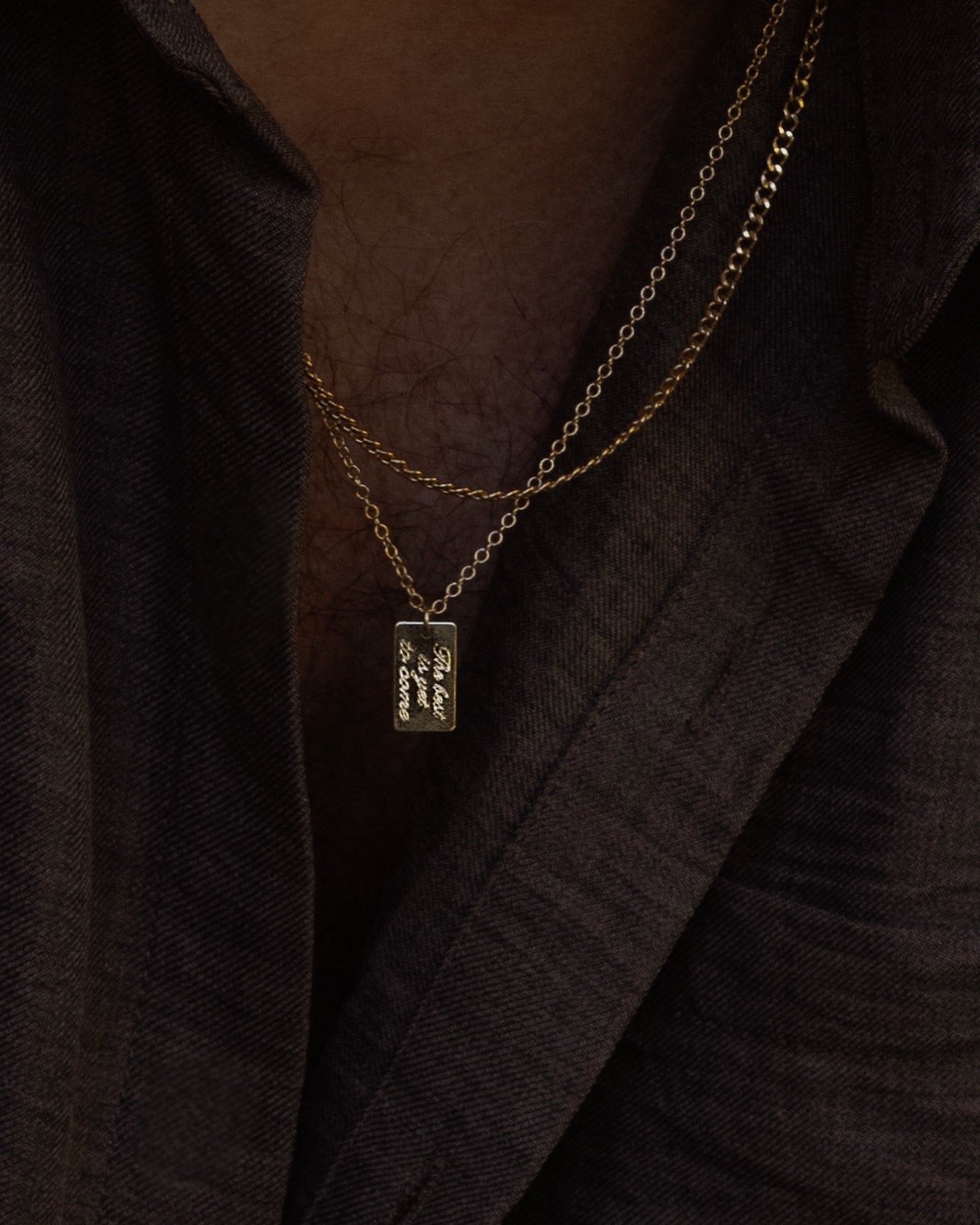 Mens Engraved Bar Necklace
