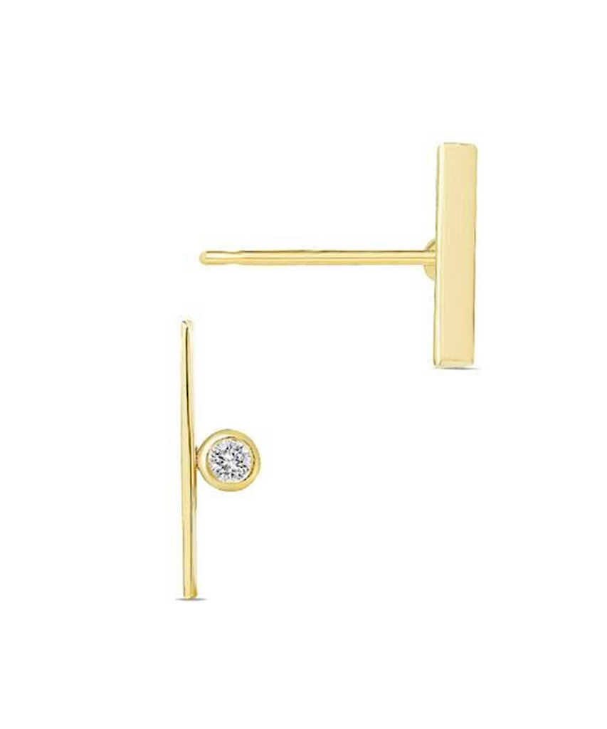 14K Diamond Line Stud