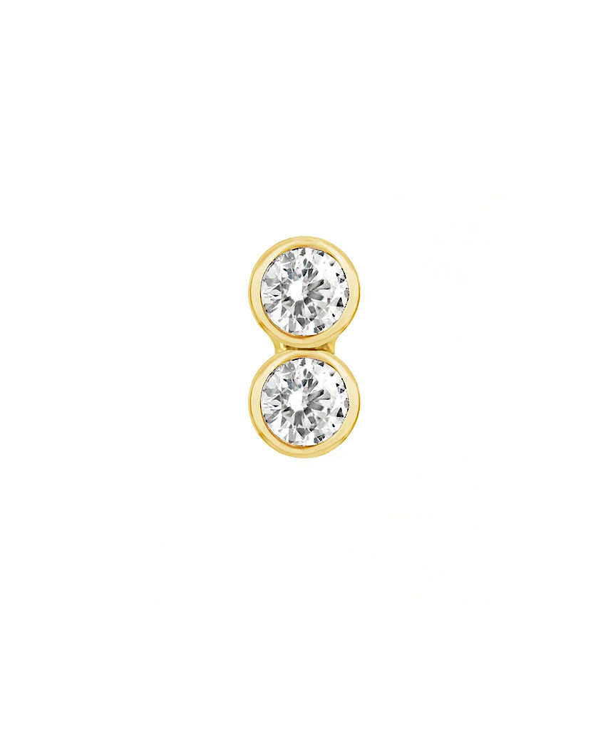 14K Double Diamond Stud