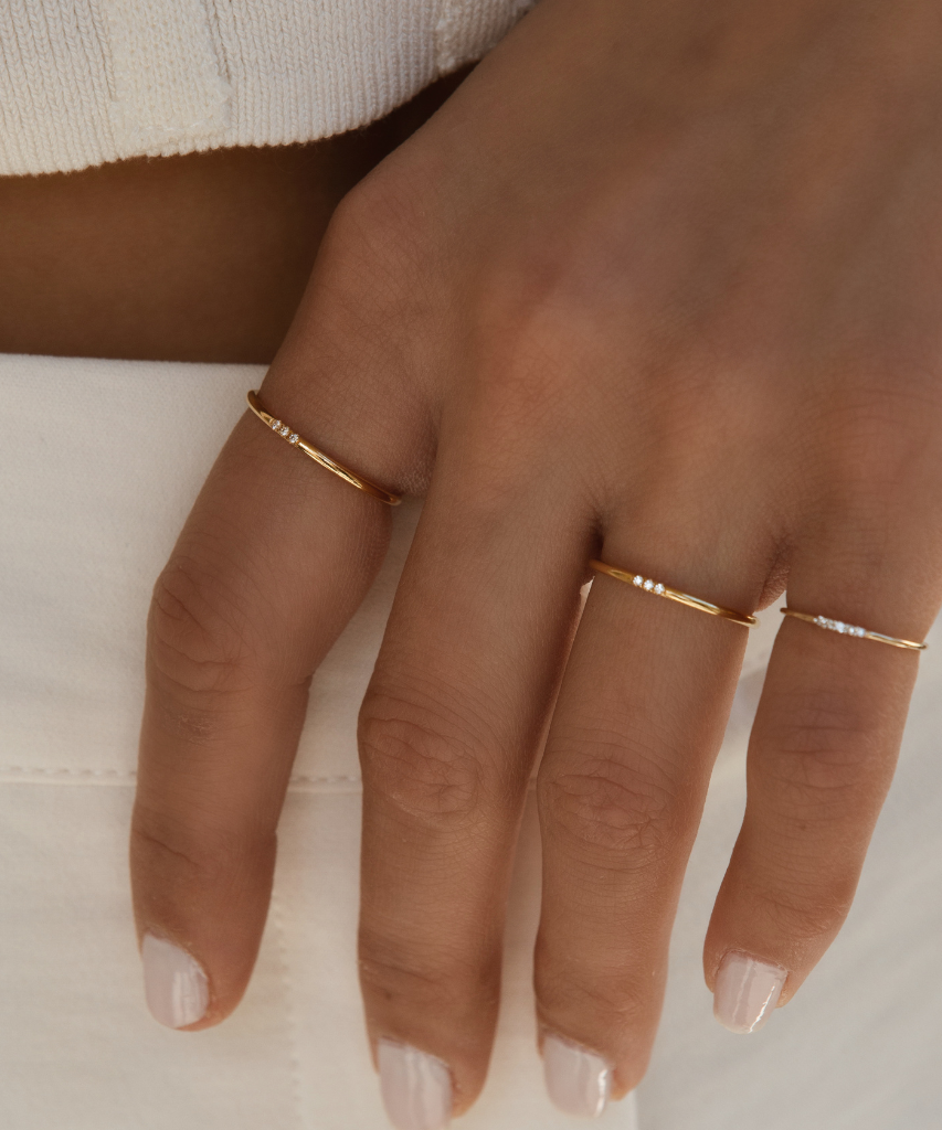 14K Gold & Diamond Tiny Pinky Ring