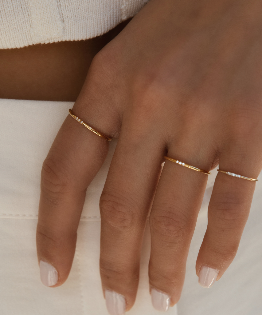 14K Diamond Tiny Pinky Ring