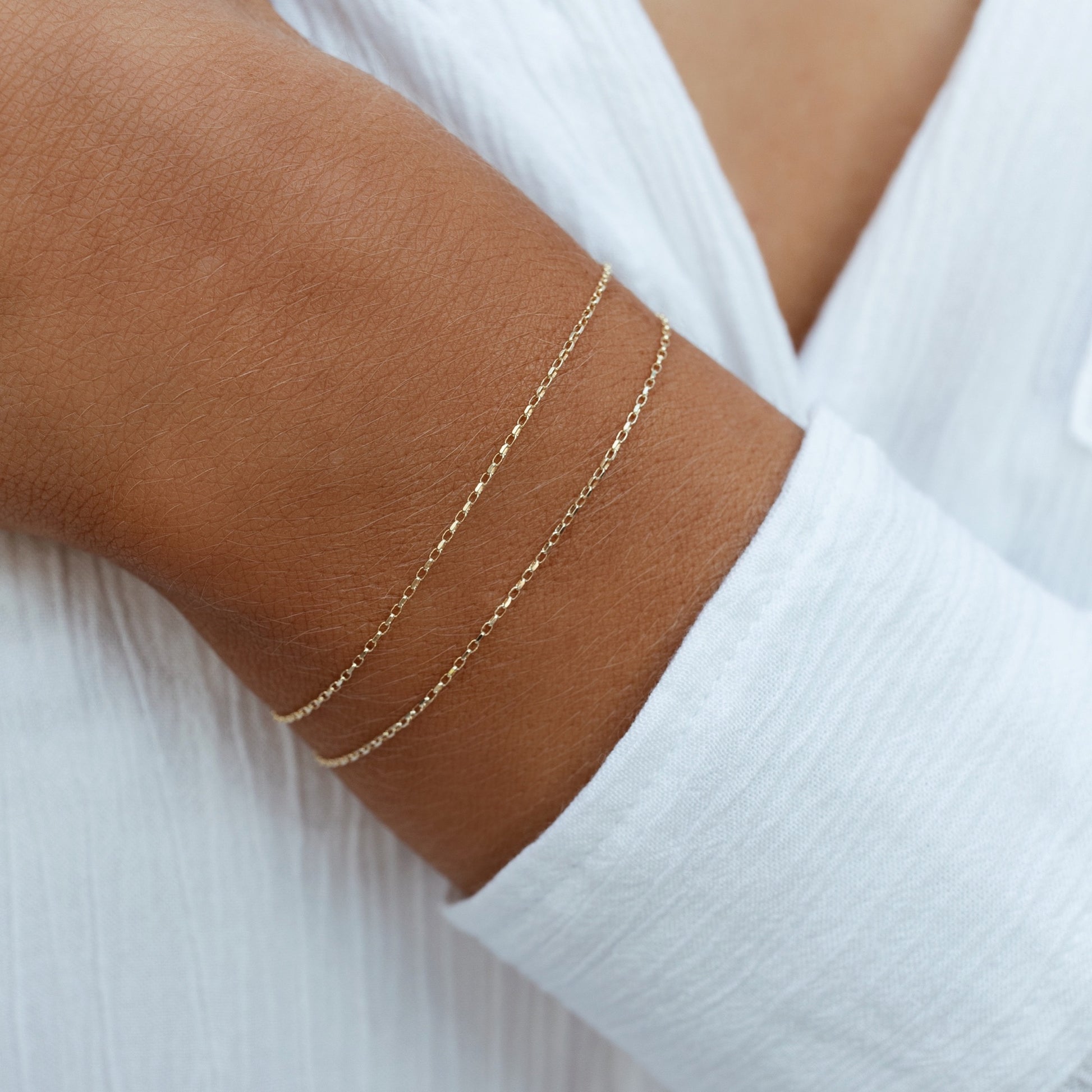 Dainty Gold Bracelets for Women, 14K Gold Filled Adjustable