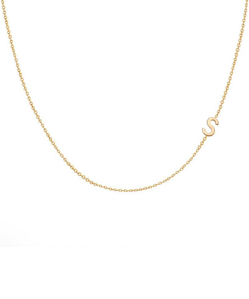 14K TINY Sideways Initial Necklace