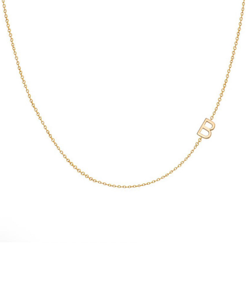 14K solid gold TINY Sideways Initial Necklace