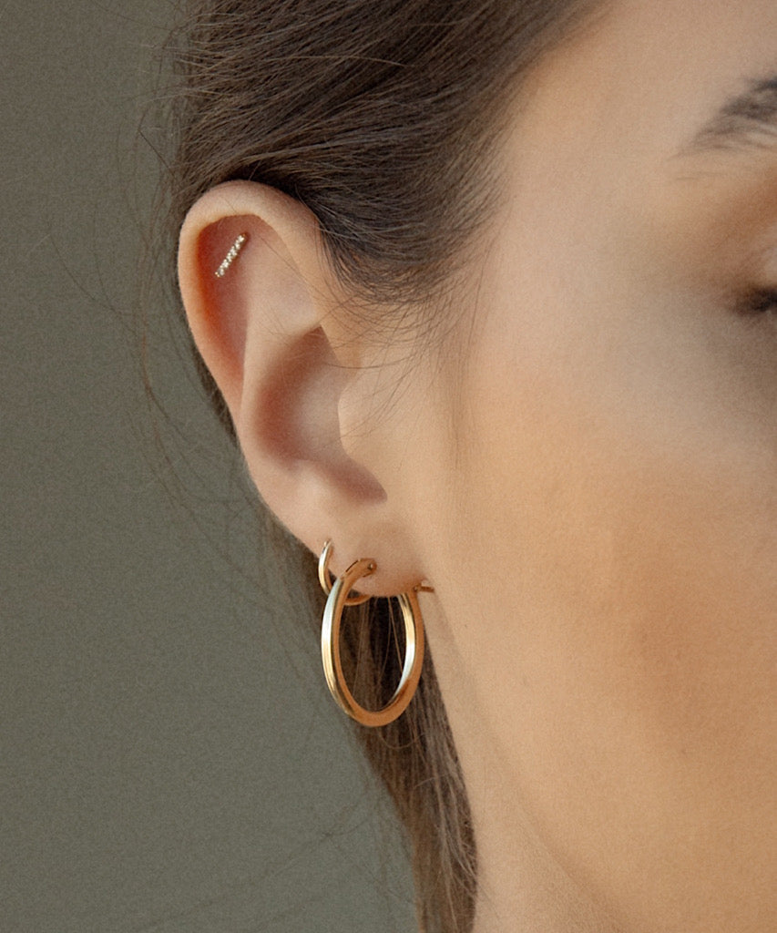14K Diamond Bar Studs