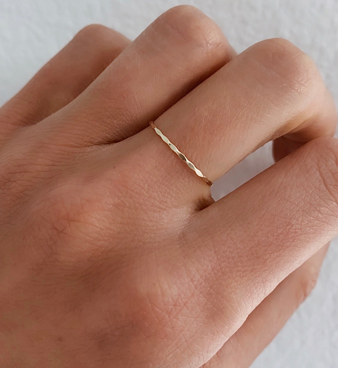 14k Tiny Hammered Band