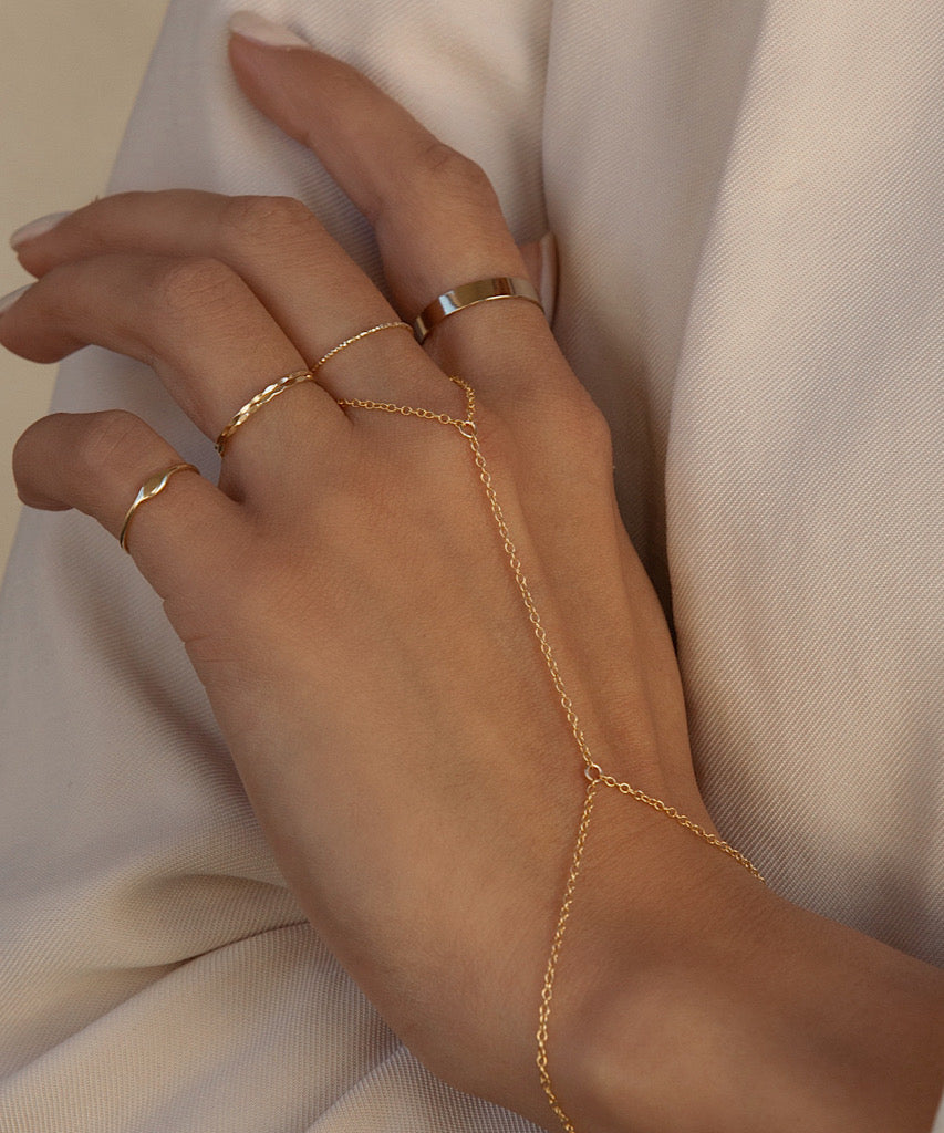 Beaded Hand Chain Gold Ring Bracelet Ring Chain Bracelet, Gold Ring Bracelet  for Women, Bridal Bracelet, Connected Finger Bracelet - Etsy