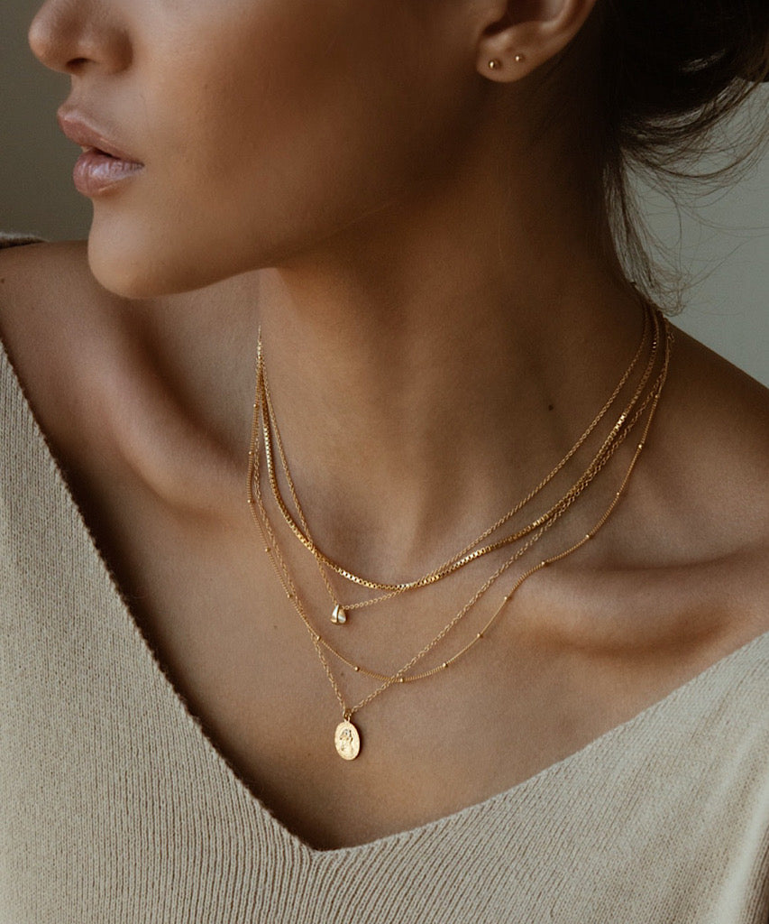 Micro 14k Gold Teardrop Necklace