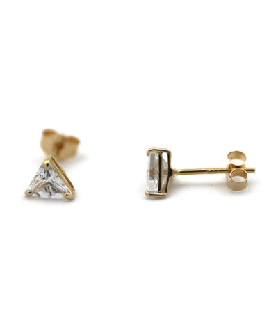 14K Gold Triangle Stud Earrings