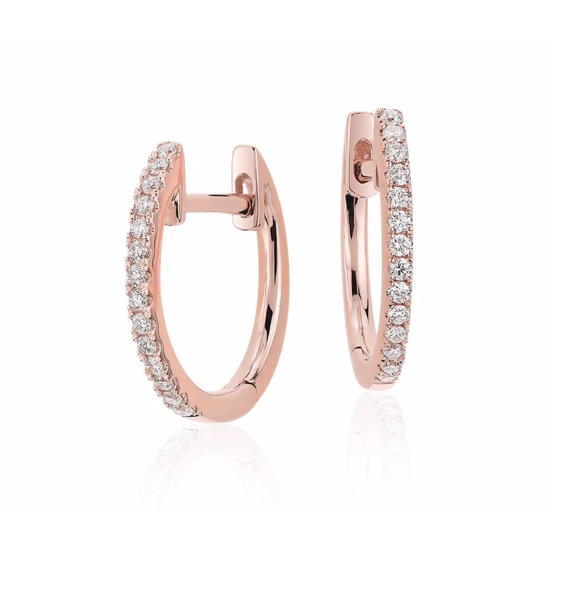 Rose gold diamond huggies Clearance
