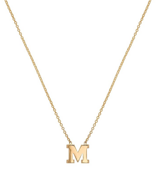 14K TINY Center Initial Necklace