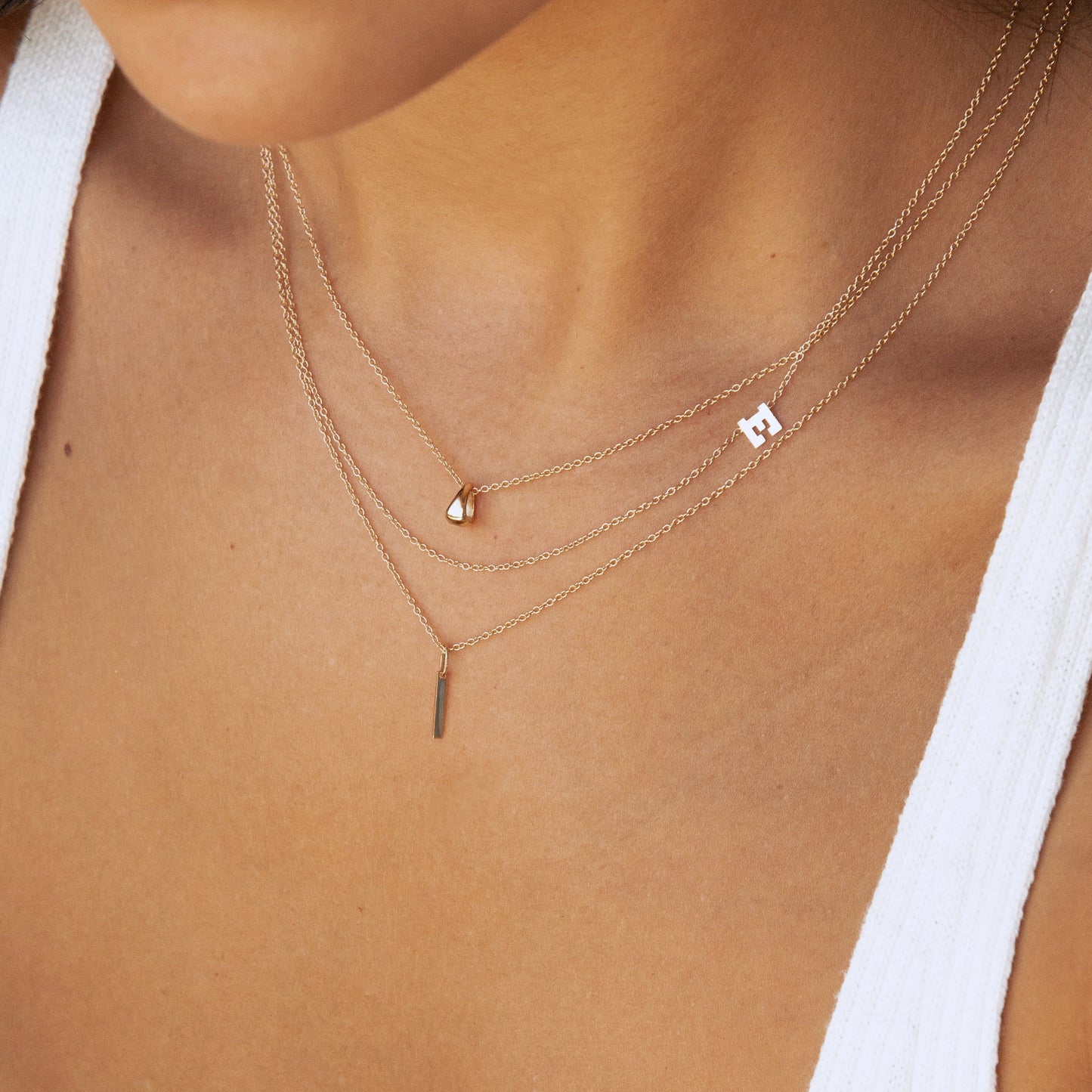 14K TINY Sideways Initial Necklace