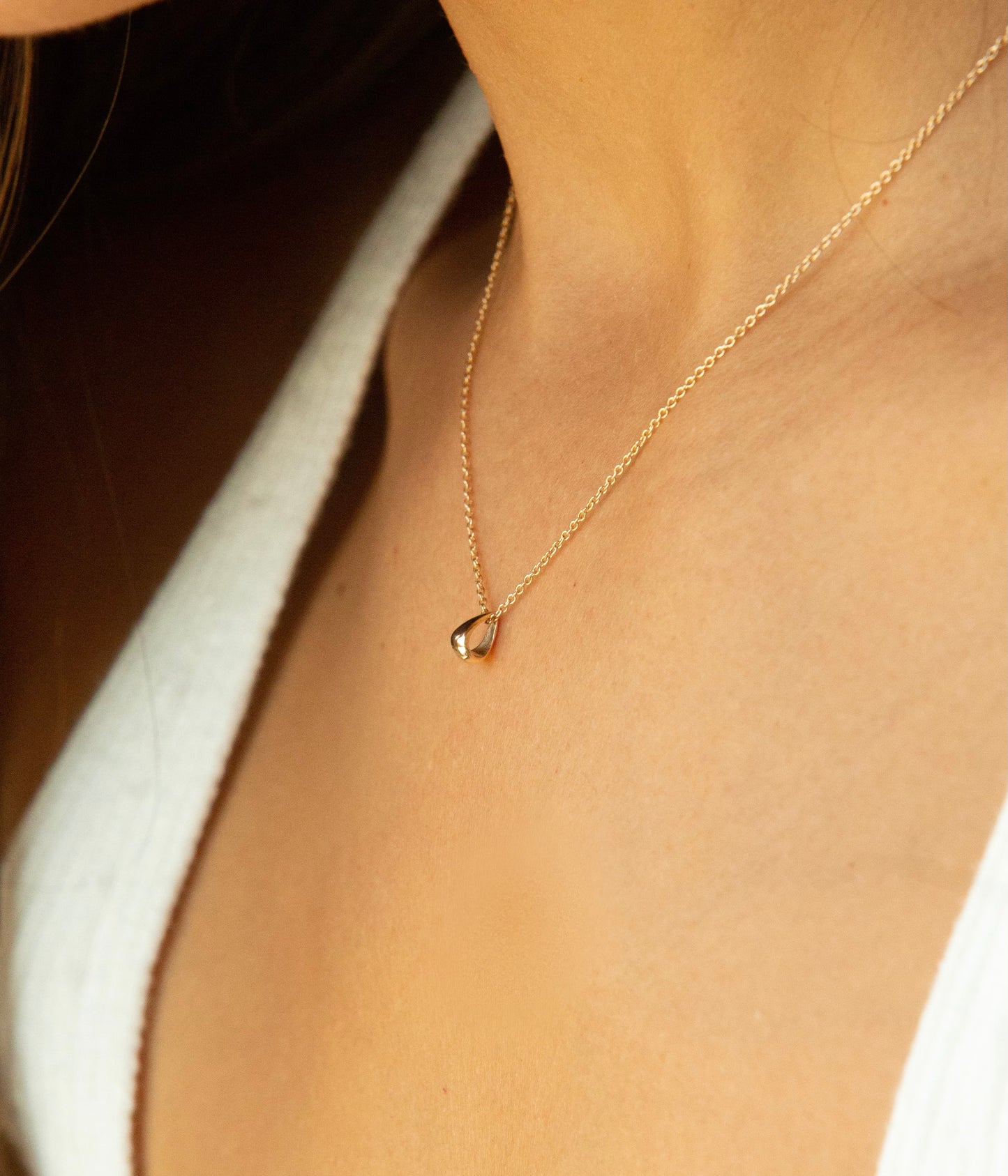 Micro 14k Gold Teardrop Necklace