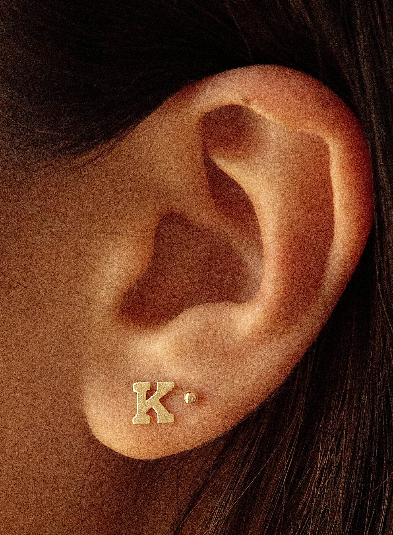 Gold letter earrings studs deals