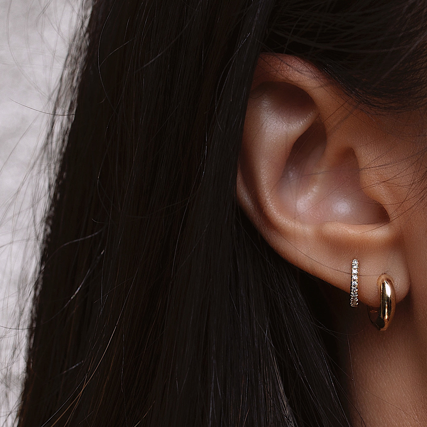 MINI 14K Diamond Huggies