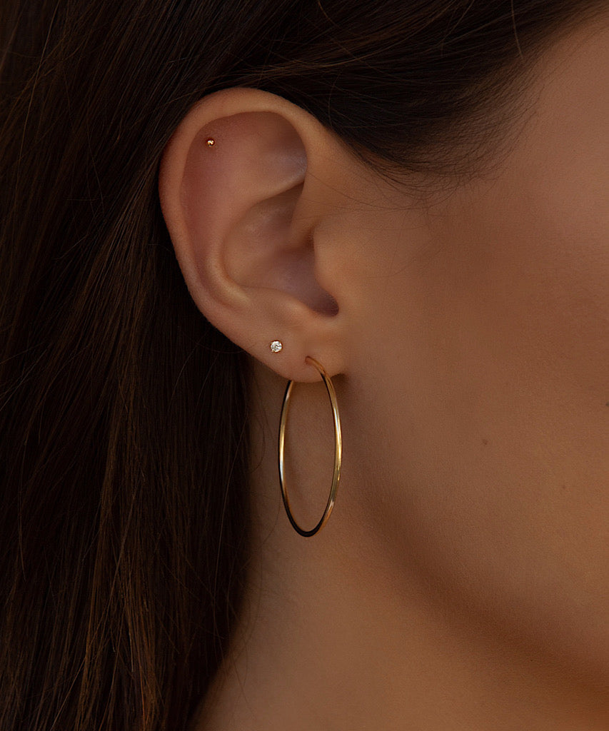 Plain Gold Hoop Earrings, heavy weight EH2 - TaberStudios