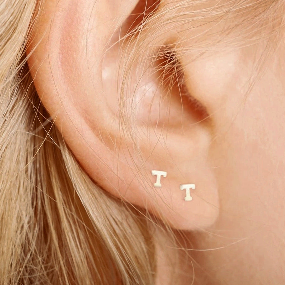 Small Single Initial Stud Earring