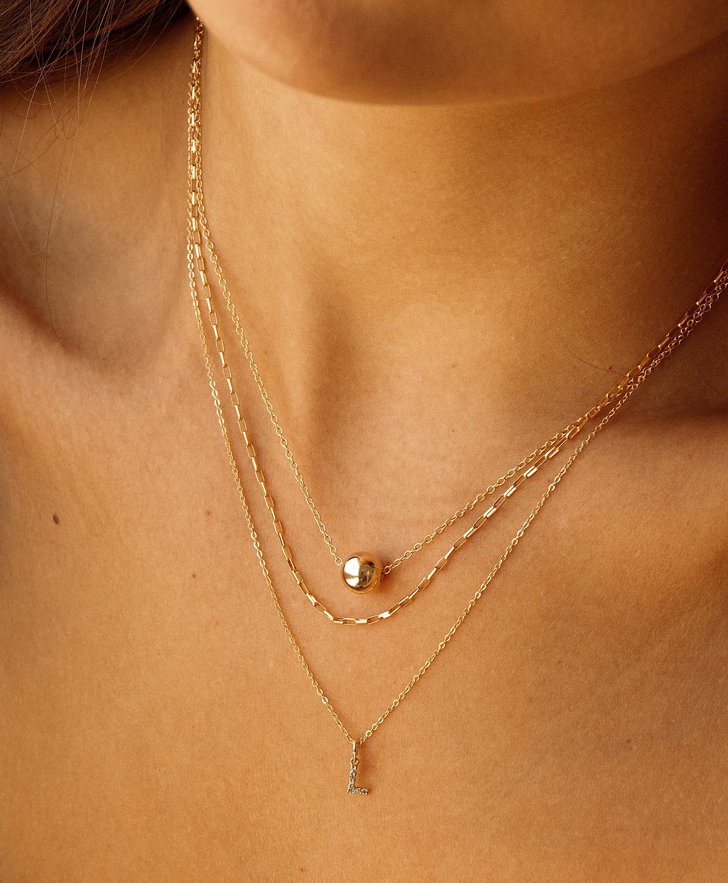 Solid 14K Gold TINY Diamond Initial Necklace