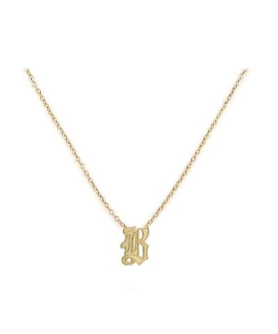 Rebel Necklace {Old English Initial} Solid 14K Gold