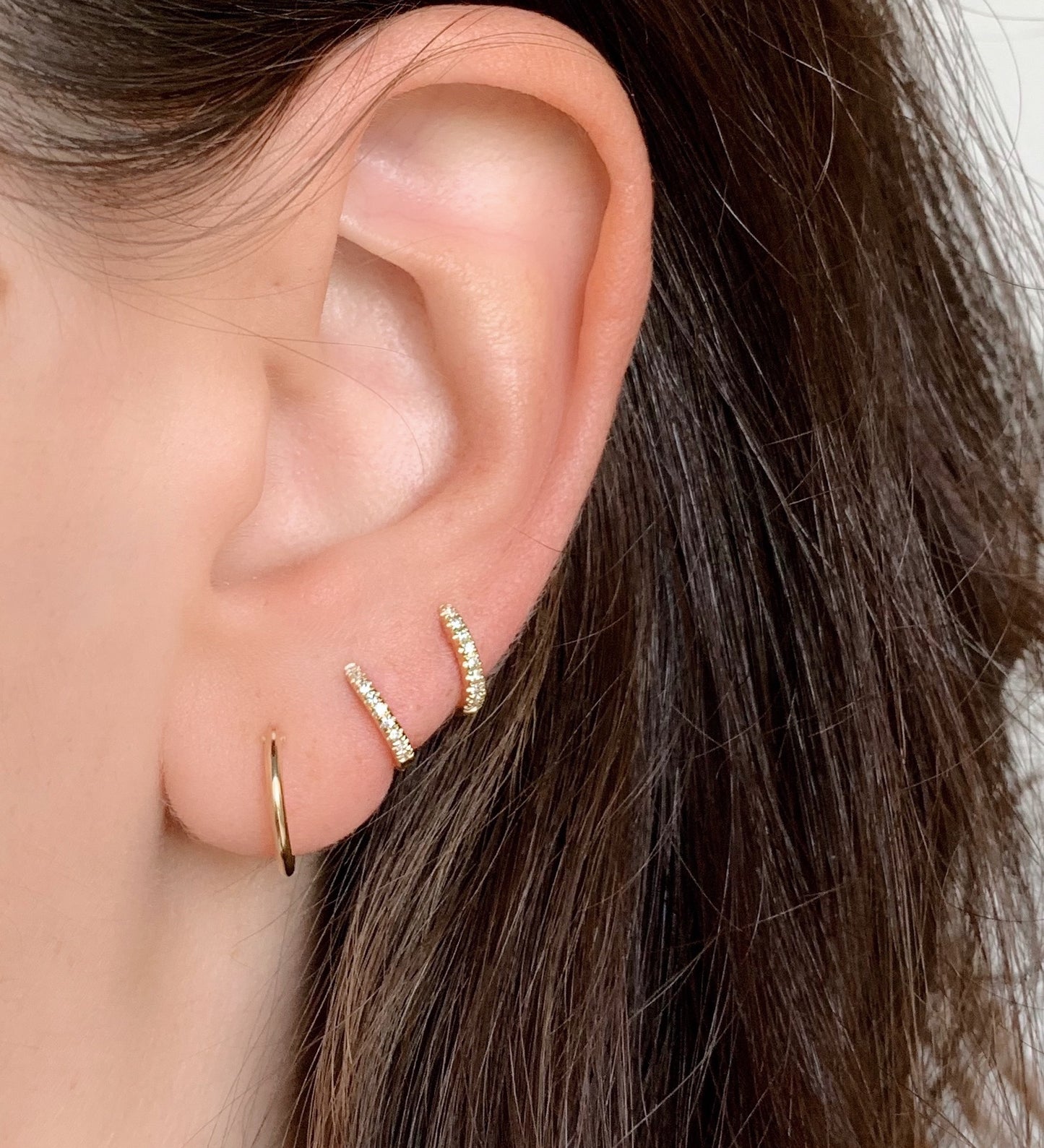 MINI 14K Diamond Huggies