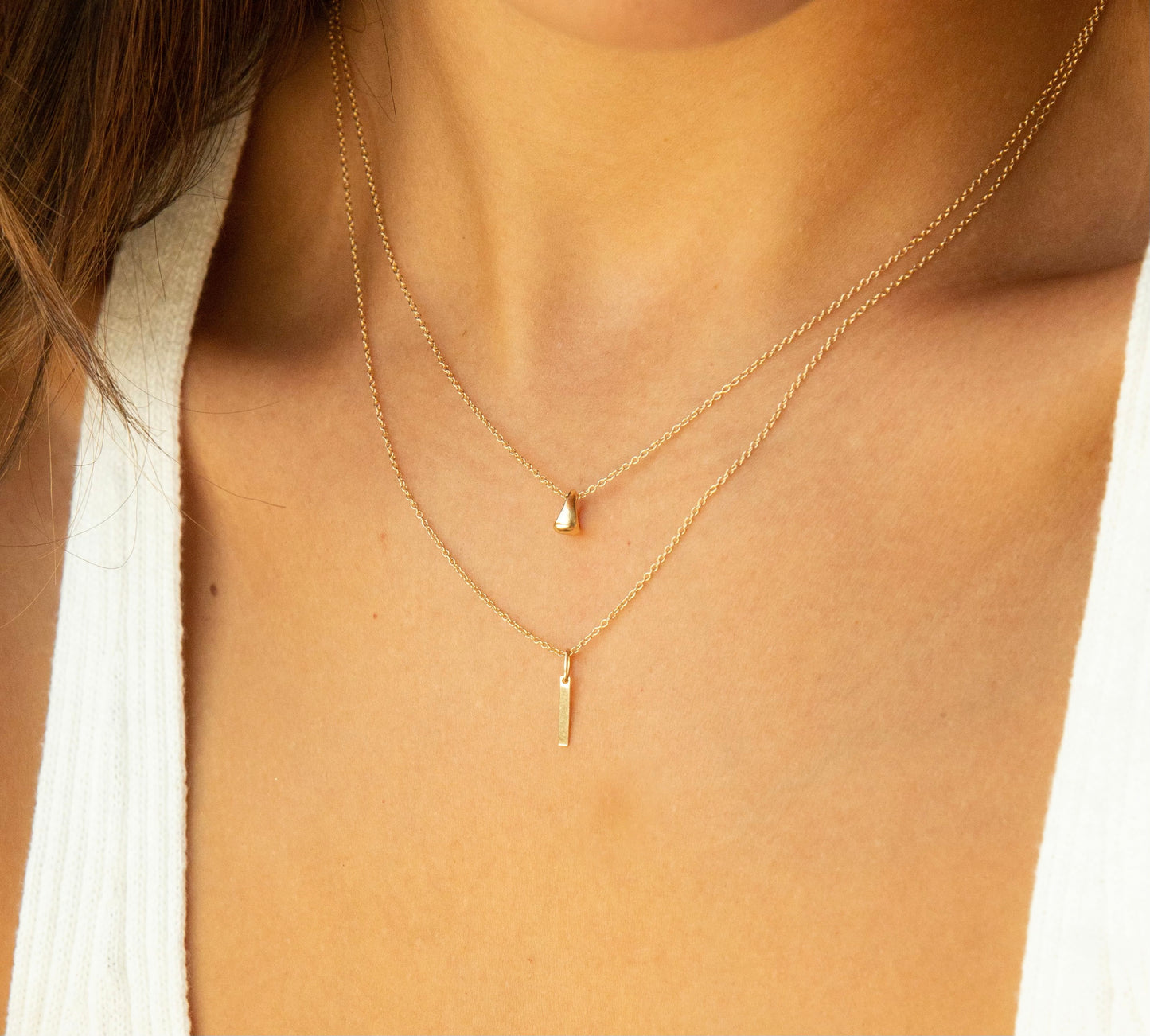 Micro 14k Gold Bar Necklace