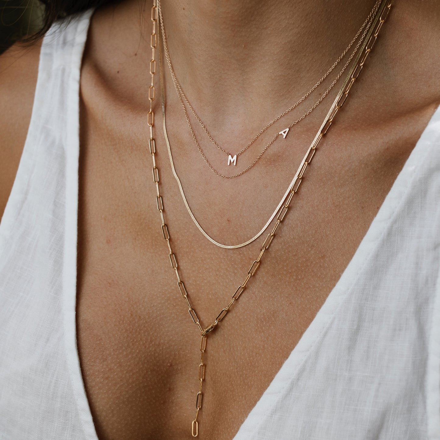 14K TINY Sideways Initial Necklace