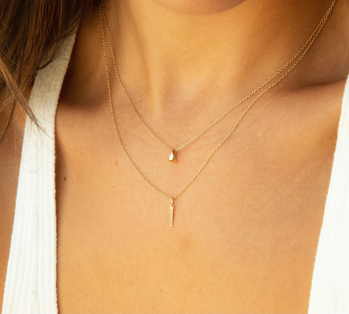 Micro 14k Gold Teardrop Necklace